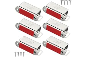 Jiayi Lot de 6 Aimant pour Porte de Placard Loquet Magnetique de Porte en Acier Inoxydable Loqueteaux Aimant Fermeture Meuble Aimant Puissant Robuste pour Tiroirs Porte de Douche Armoire