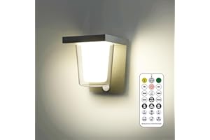FLORNIA Lampa zewnętrzna LED z czujnikiem ruchu, lampa zewnętrzna z czujnikiem zmierzchu, lampa ścienna do użytku wewnątrz i na zewnątrz z pilotem zdalnego sterowania, odporna na warunki
