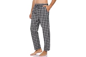 Litherday Pantalón de Pijama para Hombre Invierno Largo Algodón Pantalones Largos de Pijama de Hombre Pantalones Pijama Hombre de Cuadros Pantalón de Dormir de Primavera con Bolsillos y Cordón