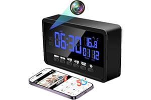 Nisanuki Cámara Espía WiFi 5G, Mini Camara Oculta Inalambricas Despertador, 1080P HD Reloj con Camaras Espias 120° Visión Nocturna Detección De Movimiento Vigilancia para Interior con Tuya App