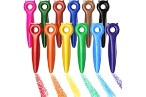 ‎KERIFI KERIFI 12 Katzen Wachsmalstifte für Kleinkinder, griffige, abwaschbar, ergonomisch für Kinderhände, geeignet ab 1 Jahren, ideal für Vorschule, Geburtstag, kreative Kinder