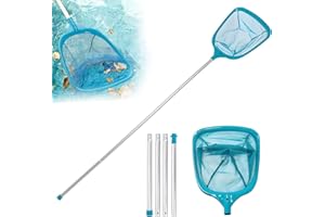 Lunyloer Pool Skimmer Net with Pole, 60-150CM Pool Cleaning Net, Pool Net with 5 Pole Sections, Swimming Pool Net with Ultra Fine Mesh Nets for Cleaning Pools Garden Pond Tubs Spa Fish Tank Fountain