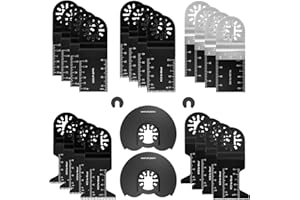 MEFF-MLUK Multitool Sägeblätter Set, 24 tlg Sägeblätter Kit Klingen Multitool Holzsägeblätter Oszillierwerkzeug-Zubehör für Milwaukee, Dewalt, Bosch, Makita, Dremel usw. Ungeeignet Bosch/Makita/Fein Starlock.