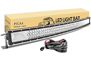 PICAA Led Barre Lumineuse 7D Triple Rangée Incurvé 42pouces 104cm 540W Rampe a led barre de led avec de cablage Faisceau de Spot D'inondation 12V 24V hors route Voiture Véhicules 4x4 SUV ATV Camion