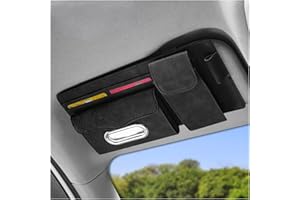 JNNJ Auto-Sonnenblende-Organizer, Kartenhalter Einstellbare Sonnenblende Organizer, Auto Multifunktionale Aufbewahrungstasche Für Sonnenbrillen, Bankkarten(Schwarz)
