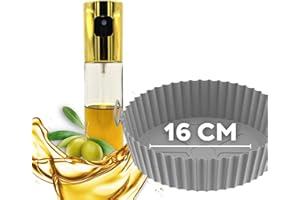 Destiny SM Aceitera Spray Pulverizador + Molde Silicona Freidora de Aire, Pulverizador de Aceite para Freidora de Aire, Utensilios Freidora de Aire, Aceite Spray 100ML, Silicona Airfryer (Gris)
