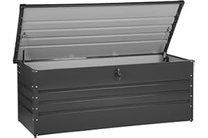 Coffre de Rangement Extérieur 165 x 70 cm 600 Litres en Acier Galvanisé Gris Foncé Idéal pour les Accessoires de Jardin Durable et Décoratif Beliani