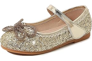 New front Chaussures de Princesse Fille Paillettes Ballerines Bout Fermé Mariage Soirée Chaussures pour Déguisement Plat Princesse Cendrillon Respirant Confortable Cadeau