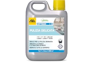 FILA Surface Care Solutions, SOFTWASH, Detergente per Superfici Resilienti e Plastiche come Pavimento Pvc, Pavimento in Gomma, Pavimento Laminato etc. Rimuove lo Sporco Ostinato, fino a 1000mq, 1L