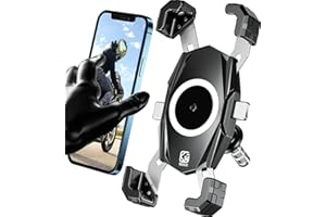 Kewig Motorrad Gabelschaft Handyhalterung, Motorrad Handyhalterung, 1S One-Push, Automatisches Verriegeln und Entriegeln, passend für Gabelvorbau 12–25,4 mm im Durchmesser, für 4.0-6.9 Zoll Smartphone