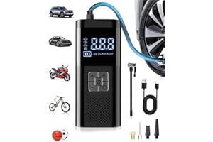 SERVOMASTER Compresseur à Air Portatif, Gonfleur Pneus Voiture sans Fil avec Jauge, Mini Compresseur 150PSI, Accessoire Voiture pour Hommes, avec Lumière LED pour Voiture Moto Bicyclette Boule
