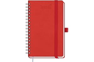 BEZEND Pocket Diary 2024-2025 Week to View Spiral Bound [Red] 18-Month Weekly Planner runs Jul'24 - Dec'25. Mid Year Slim Diary 24/25 with PU Leather Softcover, 15.5 x 9 cm
