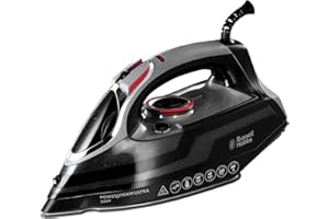 Russell Hobbs Steam Iron [3100W, 210 g/min extra steam boost, 70 g/min steam] Power Steam (350ml, ceramic soleplate, self-cleaning & spray water function, anti-limescale, drip stop) 20630