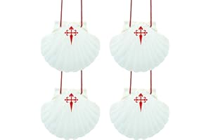 ‎FINOLY Finoly 4 Stück Jakobsweg Jakobsmuschel | Jakobsmuschel Pilgermuschel | Jakobsweg Ausrüstung | Pilgern Ausrüstung | Jakobsweg Geschenk | Pilgermuschel für Jakobsweg | Camino de Santiago | Pilgerpass