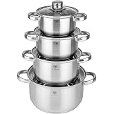 KARL HAUSMANN Stainless Steel Cookware 4 Pots Induction, 1.3&ndash;4.7 L | Stainless steel cooker, 4 pots, induction, gas, electric