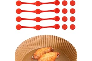 TEUYOE 4 Sets Magnete Für Airfryer Backpapier, Silikon Magnete für Heißluftfritteuse für verschiedene Marken und Modelle von Heißluftfritteusen für Behoben Backpapier (Rot)
