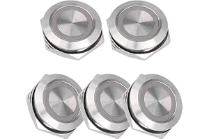 Aolidsive 19 Mm Metall Momentan Tryckknappsbrytare med LED Självåterställande Rostfritt Stål för Bilar och Hushållsapparater