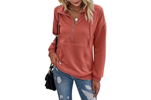 Beonych Sweatshirt Damen Pullover Elegant Langarmshirt Baumwolle Pulli Herbst Winter Casual Sweatjacke Oberteile Langarm mit Taschen