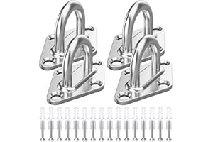 PUERHUACI M5 Piastra Oculare,4 Pezzi Placca Oculare Ganci in Acciaio Inox,Rhombic U Piastre Occhiello,Piastra Ancoraggio Gancio da Muro con Occhiello Gancio Soffitto con Viti per Appendere Gancio Fisso