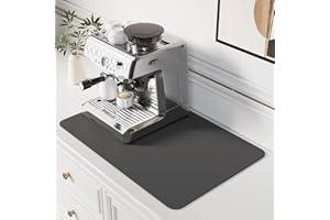 PACUM Alfombrilla Escurreplatos de Café 50 x 40cm Súper Absorbente Alfombrilla Secado de Platos Estera Fregadero Secado Rápido Almohadilla Alfombrilla Fregadero Cocina，para Cocina, Cafetera, Gris Oscuro