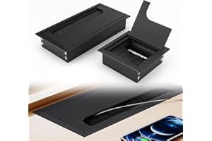 HJIAMA Tappo Scrivania Passacavo Nero, 2 Pezzi Passacavi Scrivania Alluminio, Lega Alluminio Passacavi Scrivania, Copertura Protettiva, 80 x 80 mm 160 x 80 mm, per Ufficio, Studio, Camera Letto