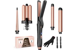 Boucleur a Cheveux Boucleur 3 Tete-BESTOPE MIX Fer a Boucler 5 en 1 avec un Lisseur Cheveux, Fer à Boucler avec Température Réglable, Boucleur Cheveux avec Gant et 2 Clips