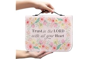 Poceacles Custodia Bibbia per donne e ragazze, Trust in The Lord with all your heart - Rosa, custodia portatile in pelle PU Bible Tote leggera, L