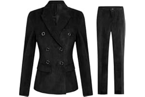 YFFUSHI Tailleur Femme 2 pièces Elégant Slim Fit Travail Blazer Pantalon Double Boutonnage Costume de Veste Formelle
