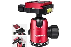 Moman Tête de Trépied Appareil Photo, Rotule Trépied Panoramique Rotatif à 360° Maxload 10kg avec 1/4" Plaque Dégagement Rapide pour DSLR Caméra Reflex Caméscope Trépied Monopod