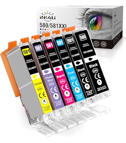 5 XXL Printer Cartridges Compatible With PGI-580 / CLI-581 For Canon Pixma TS705 TS6150 TS6250 TS6350 TR7550 TR8550 TS8150 TS8250 TS8350 TS9150 TS9550 TS611 51 TS6 5251 TS6351 TS8151 TS8152 TS8251 - View #12