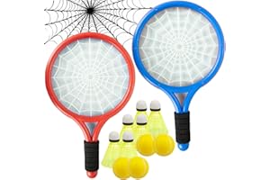 Ppbmocw Kids Tennis Rackets For Toddler Over 3 Years Old, Kids Tennis Set Including 8 Badmintons, 4 Foam Balls And 1 Carrying Bag
