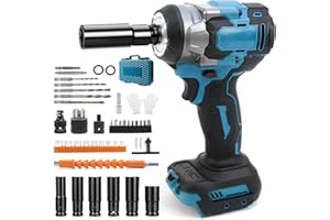 LIROPAU Avvitatore a Impulsi Brushless, 700Nm Avvitatori a Massa Battente, 1/2" Avvitatore a Batteria Compatibile con Batteria Makita 18V, 6 Bussola, Chiave a Urto Elettrica per Avvitare e Svitare