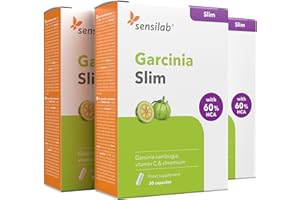 Garcinia Slim - 417 mg di Garcinia Cambogia (60% HCA) - Con aggiunta di Vitamina C, Niacina e Cromo - 90 capsule, Sensilab