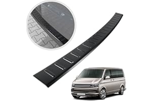CHROMEMASTER | Load Sill Guard; Rear Bumper Protector | Compatible with VW T5 2003-2015 | Black painted stainless steel, matte | Protective Strip Secures the Rear Bumper from Scratches and Damages