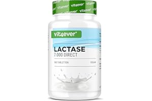 VIT4EVER Lactase 7.000-365 comprimés à effet immédiat - Hautement dosé avec 7.000 unités FCC - En cas d'intolérance au lactose + intolérance au lait - Sans additifs indésirables - Vegan