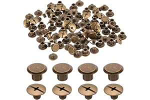 sourcing map 50set M5 x 5mm Chicago Screw Metal Phillips Head Binding Screws Post Nail Rivet Stud Screw Rivets for DIY Leather Belt Bag Craft Bookbinding, Bronze