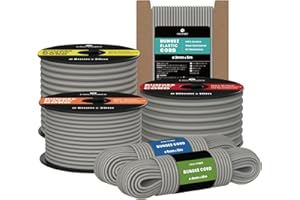 Kamu Synber Corda Elastica 8mm x 20m Cordino Elastico Corda Gomma per Teloni, Camion, Barca, Bagagli, Piscina | Grigio
