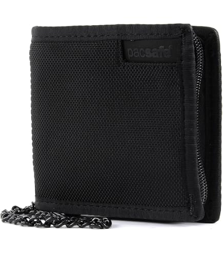 Pacsafe Rfidsafe Z50 Reisebrieftasche – RFID-Schutz, Schwarz, 13 X 8,9 X 1,5 Cm, Mit Sicherheitskette