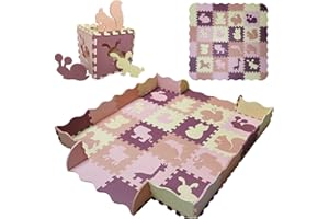 ASENME Tapis de Jeu Enfant 36 pièces XL 145x145cm (Grenat)