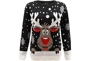 Generation Fashion New Unisex Ladies Women Knitted Crew Neck Long Sleeve Reindeer Rudolf Xmas Christmas Jumper Sweater Size 8-30