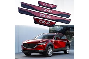 GZBFTDH Protection d'entrée de Porte de Voiture, pièces pour Mazda cx-30 CX30 2020 2022 Panneaux de Coup de Pied Plaque de seuil de Protection 4PCS, Acier Inoxydable avec ABS (Rouge)