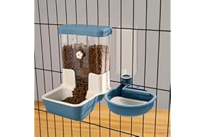TOKAYIFE Automatic Pet Food Water Dispenser, Auto Gravity Pet Feeder Water Bottle Set for Crate, Feeding Station for Small Dog Cat Rabbit Guinea Pigs Chinchilla Ferret Hedgehog (Blue)