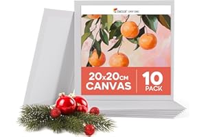 ‎ZENACOLOR Zenacolor Leinwand Zum Bemalen 20x20cm (10 Stück) - Leinwände Set 280 g/m² 100% Baumwolle - Für Acrylfarbe, Ölmalerei, Gouache