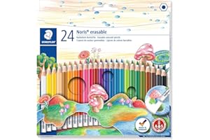Staedtler Noris Colour - Colori a Matita Cancellabili, Set Matite da Disegno di 24 Pezzi, Matite Colorate per Cancelleria Scuola Ufficio e Cartoleria, Matite Triangolari per Bambini, Colori Assortiti