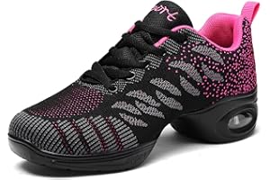 MEIDIASTRA Women's Jazz Shoes Lace-up Dance Sneakers Lady Split Sole Air Cushion Modern Dance Shoes Platform