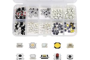 CHRI 250 piezas Tactile Push Button Switch Interruptor de microinterruptor momentary Tact para botón de control remoto de coche con caja de plástico