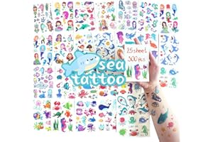 SNAIL GARDEN 300 Pcs Sea Temporary Tattoos,Fake Waterproof Tattoo Sticker for Boys Girls Party Favors Birthday Party Supplies Gifts Party Bags Filler