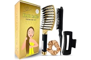 KS LUX Cepillo de Cerdas de Jabali, Cepillo Pelo Antitirones, Peine de Cerdas de Jabali, Cepillo Desenredante sin Tirones, Pack Regalo Mujer Belleza, Cepillo de Pelo de Jabalí