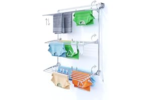 ‎FOXYDRY Foxydry Tower, składana suszarka na pranie z trzema poziomami (Szary Prawy, 128 cm)