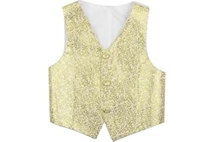 dPois Enfant Garçon Gilet sans Manches Veste A Paillettes Sequins Veste Mariage Demoiselle d'honneur Veston Chemise Anniversaire Soirée Cérémonie Costume Danse 2-16 Ans